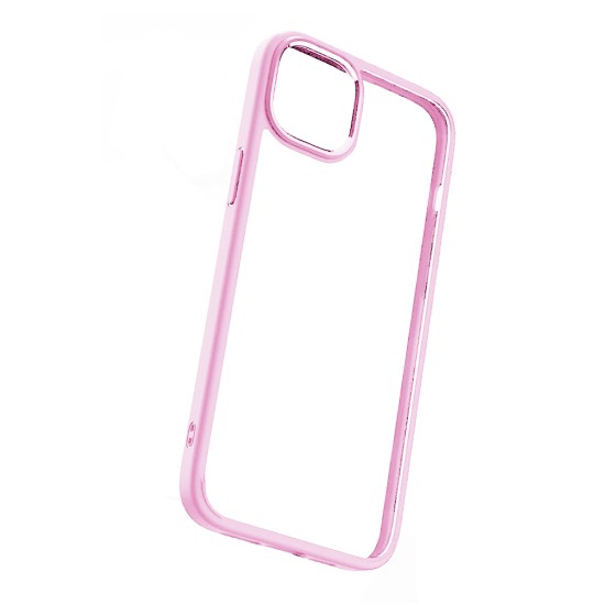 Capa de Silicone com Corpo Transparente para Apple iPhone 15 Rosa